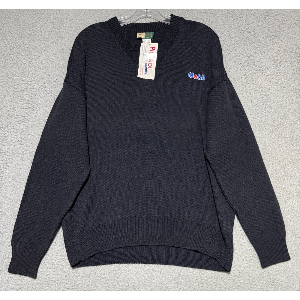 NEW Vintage Wearguard x Mobil Workwear Acrylic V neck sweater Mens Large